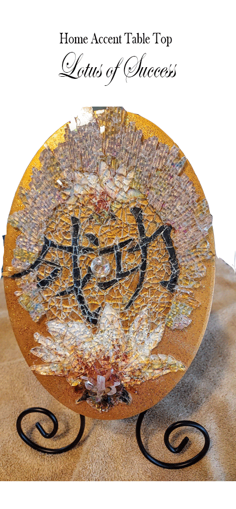 Mosaic Glass Art Lotus of Success Home or Office Accent