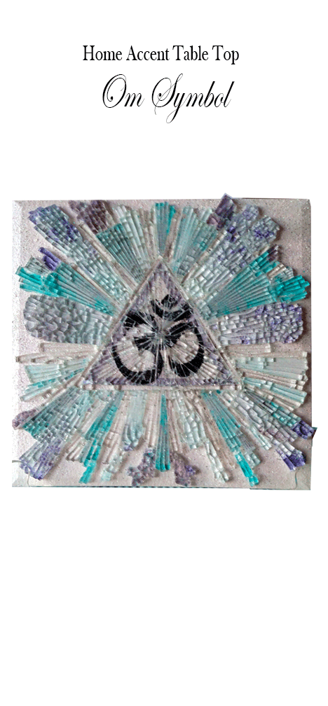 Mosaic Glass Art Om Symbol Home or Office Accent